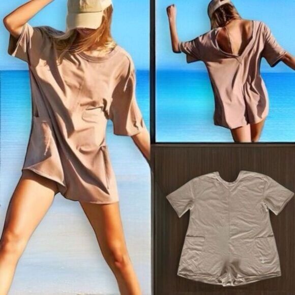 Free People Movement Hot Shot Tee Romper - Picture 1 of 12